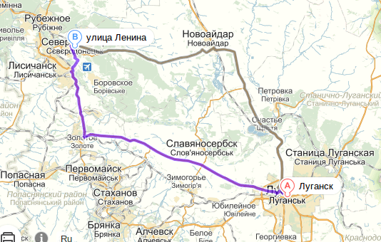 Рубежное луганская на карте